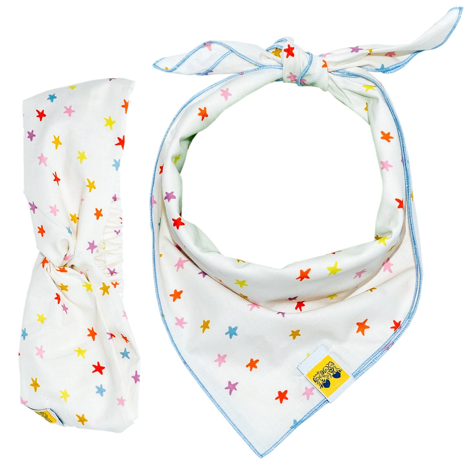 Confetti Stars Matching Set: dog bandana and human headband
