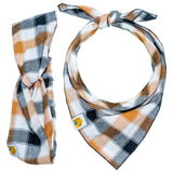 Tobacco Plaid Matching Set: dog bandana and human headband