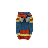 October Sky Blue and Rusted Roof Striped Dog Sweater