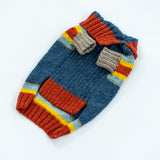 October Sky Blue and Rusted Roof Striped Dog Sweater