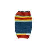 October Sky Blue and Rusted Roof Striped Dog Sweater