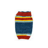 October Sky Blue and Rusted Roof Striped Dog Sweater