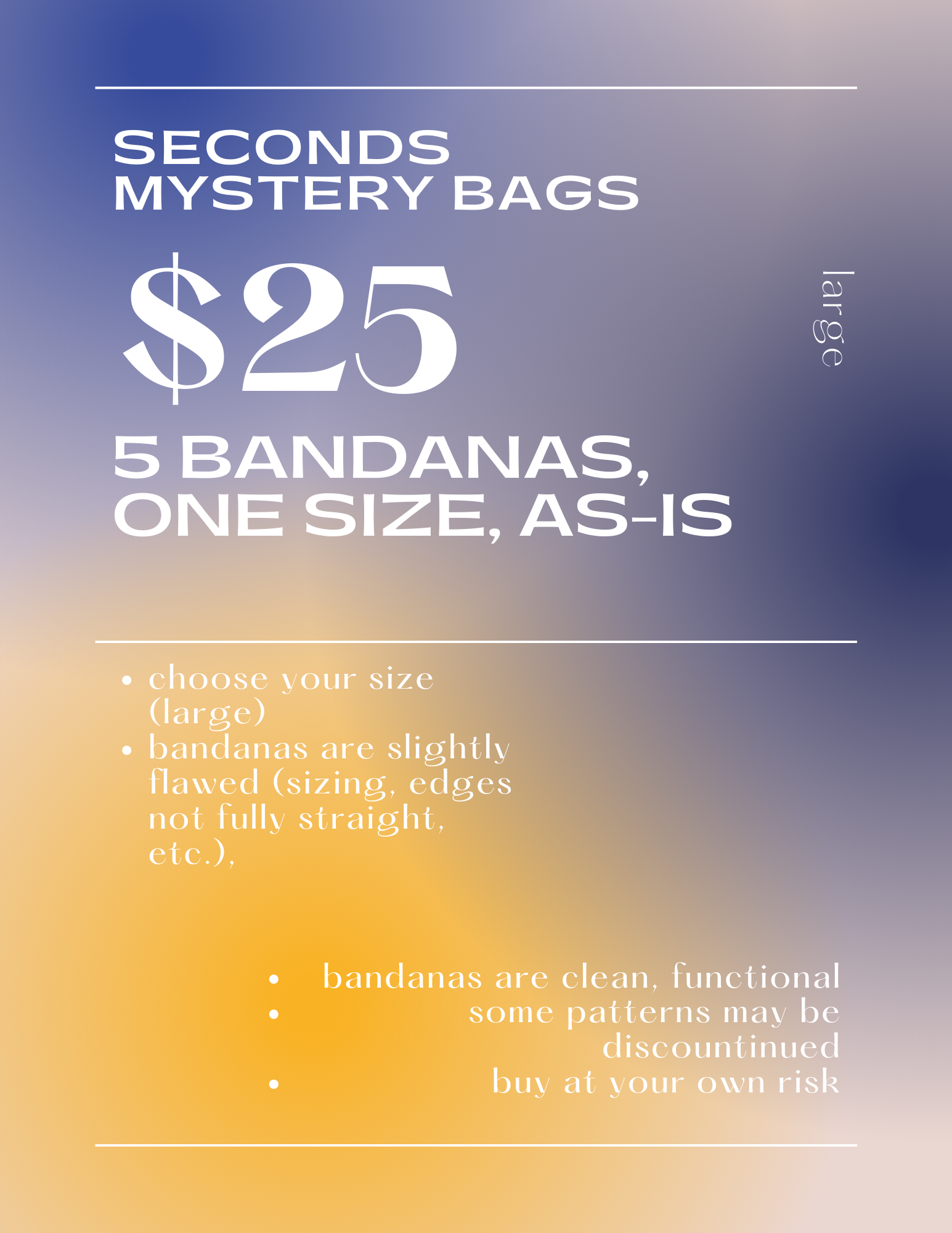 Large SECONDS MYSTERY BAGS