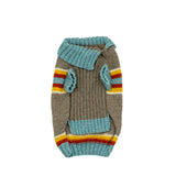 Terra Brown and October Blue Striped Dog Sweater