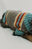 Terra Brown and October Blue Striped Dog Sweater