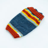 October Sky Blue and Rusted Roof Striped Dog Sweater